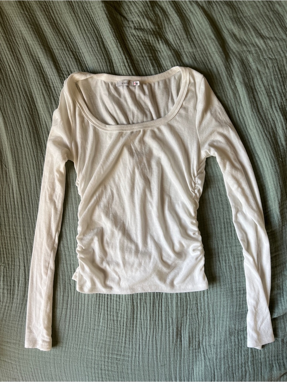 Lush White Scoop Neck Long Sleeve Top